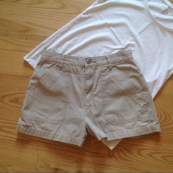 American Eagle Shorts 6 Khaki Cotton High Waist - Picture 1 of 5